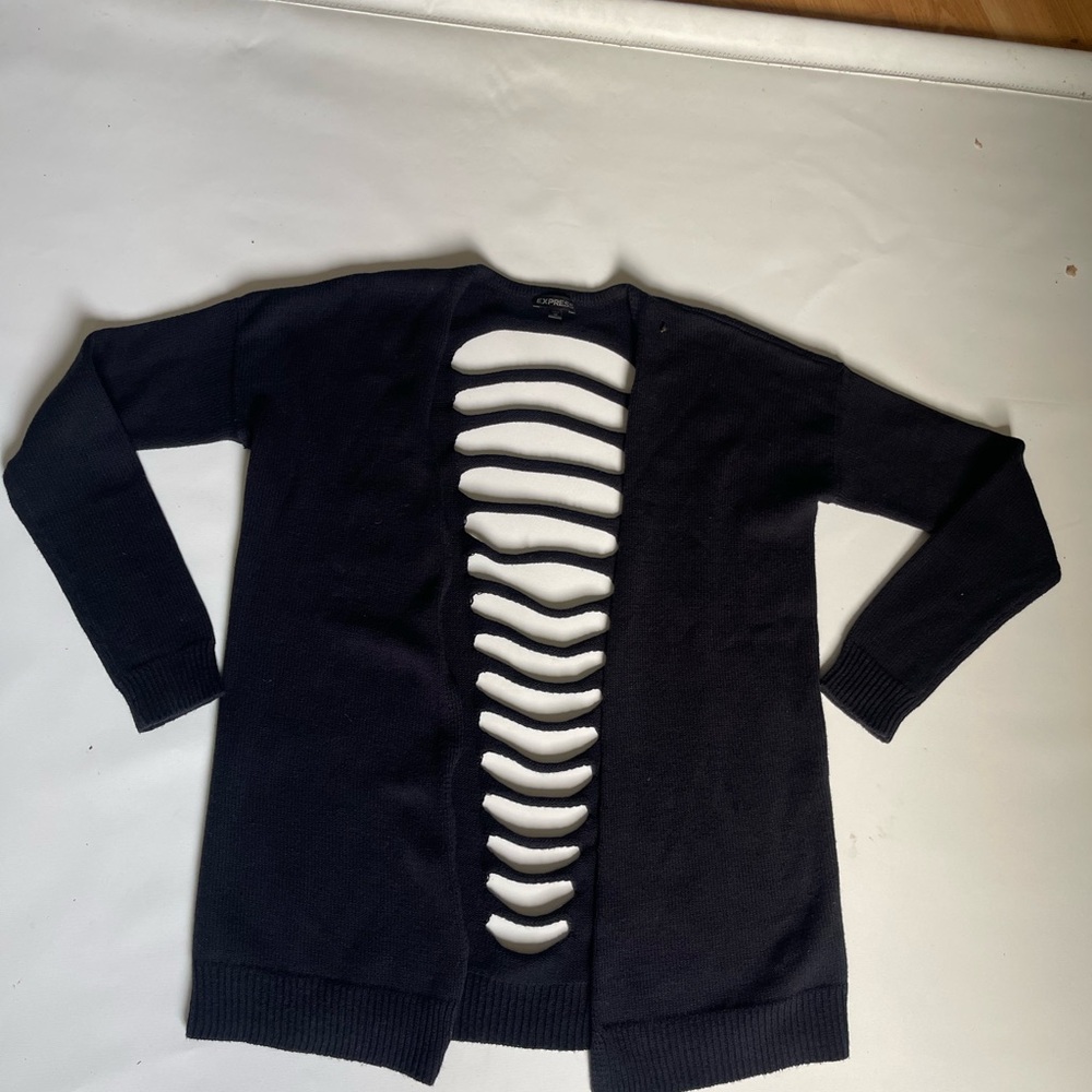 Express Black Slashed Open-Back Knit Top